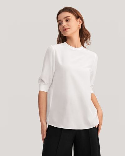 Elegantes Seiden-T-Shirt mit Bündchen