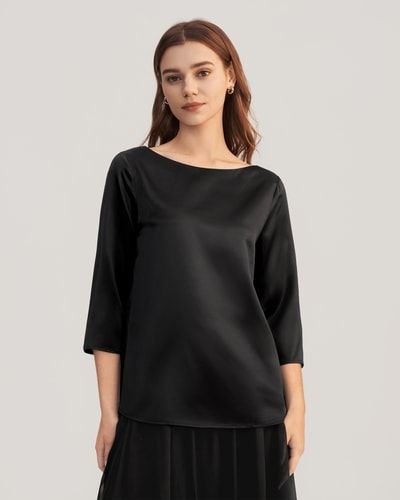 Elegante Seidenbluse mit U-Boot-Ausschnitt