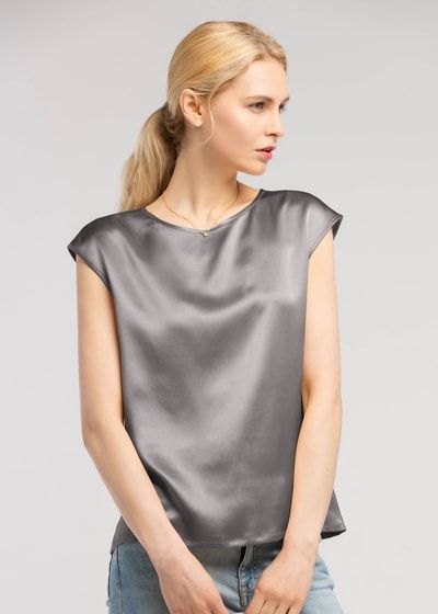 Elegante ärmellose Seidenbluse