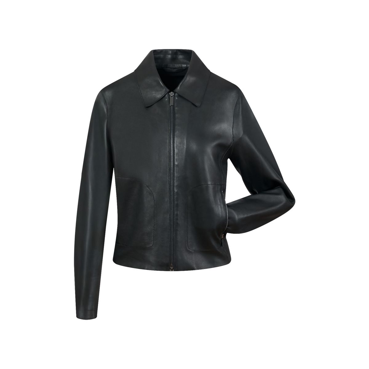 Taillierte Glattlederjacke