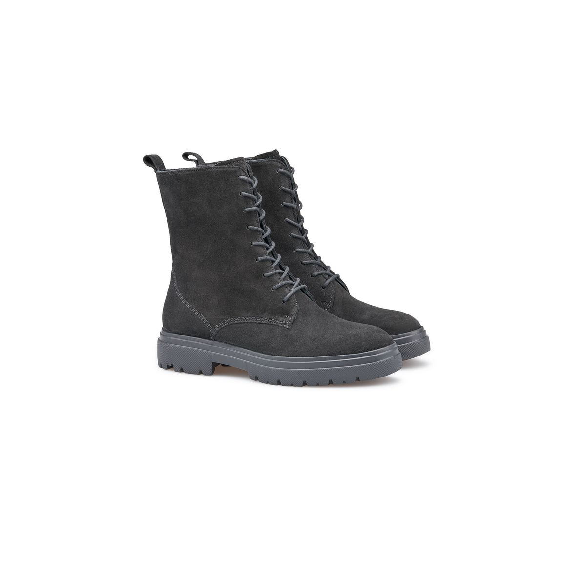 Geschnürte Stiefeletten aus Rauleder