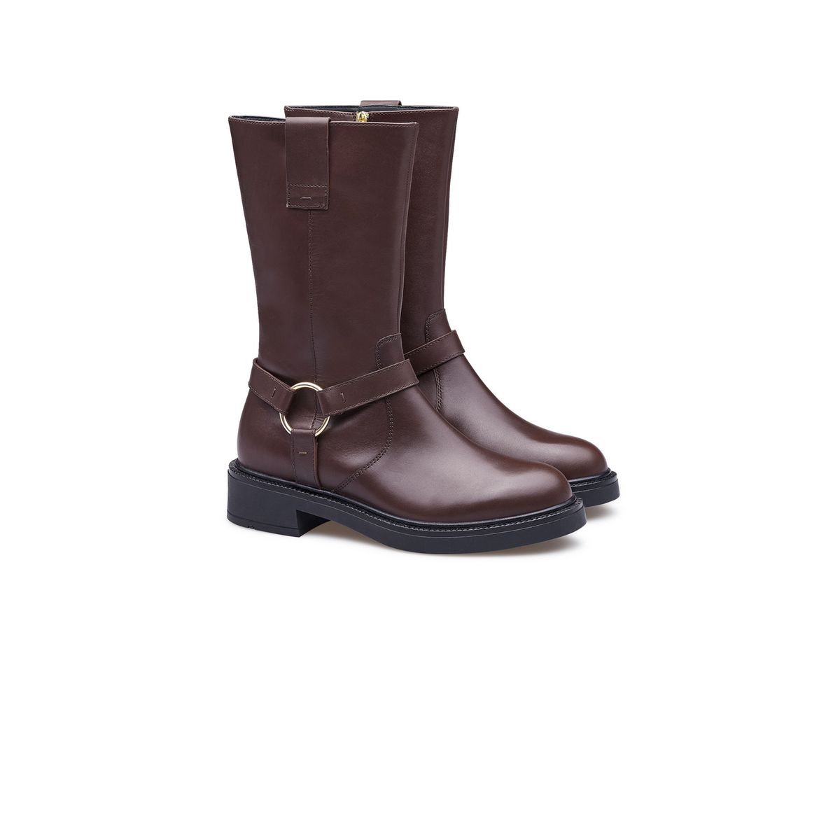 Mittelhohe Leder-Biker-Boots