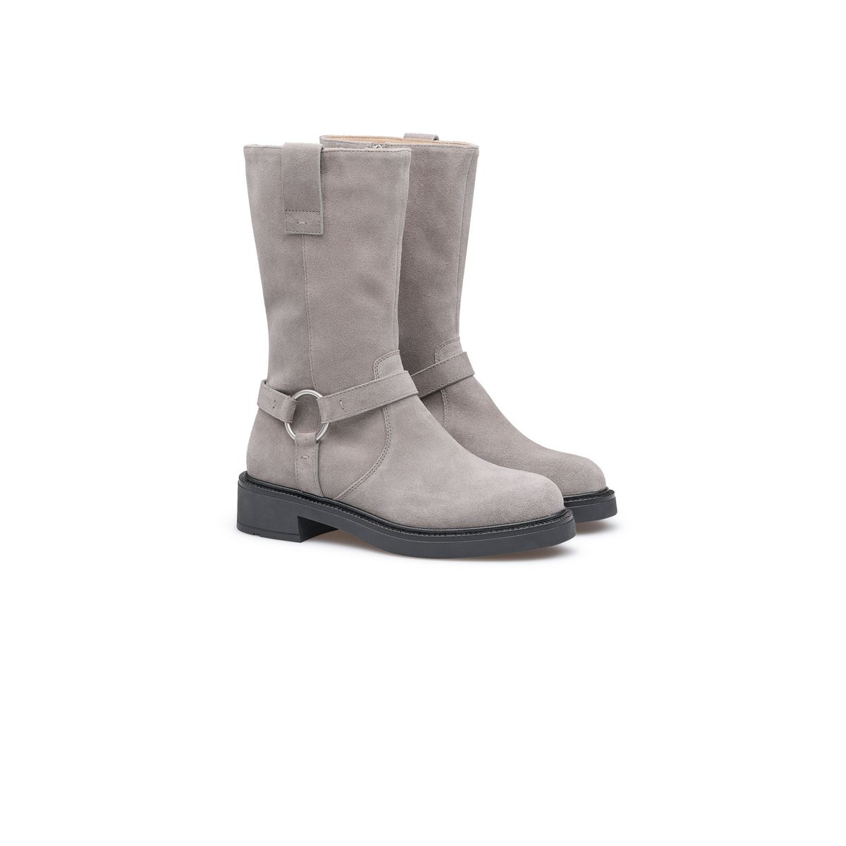 Suede Schlupstiefel mit Riemendetail