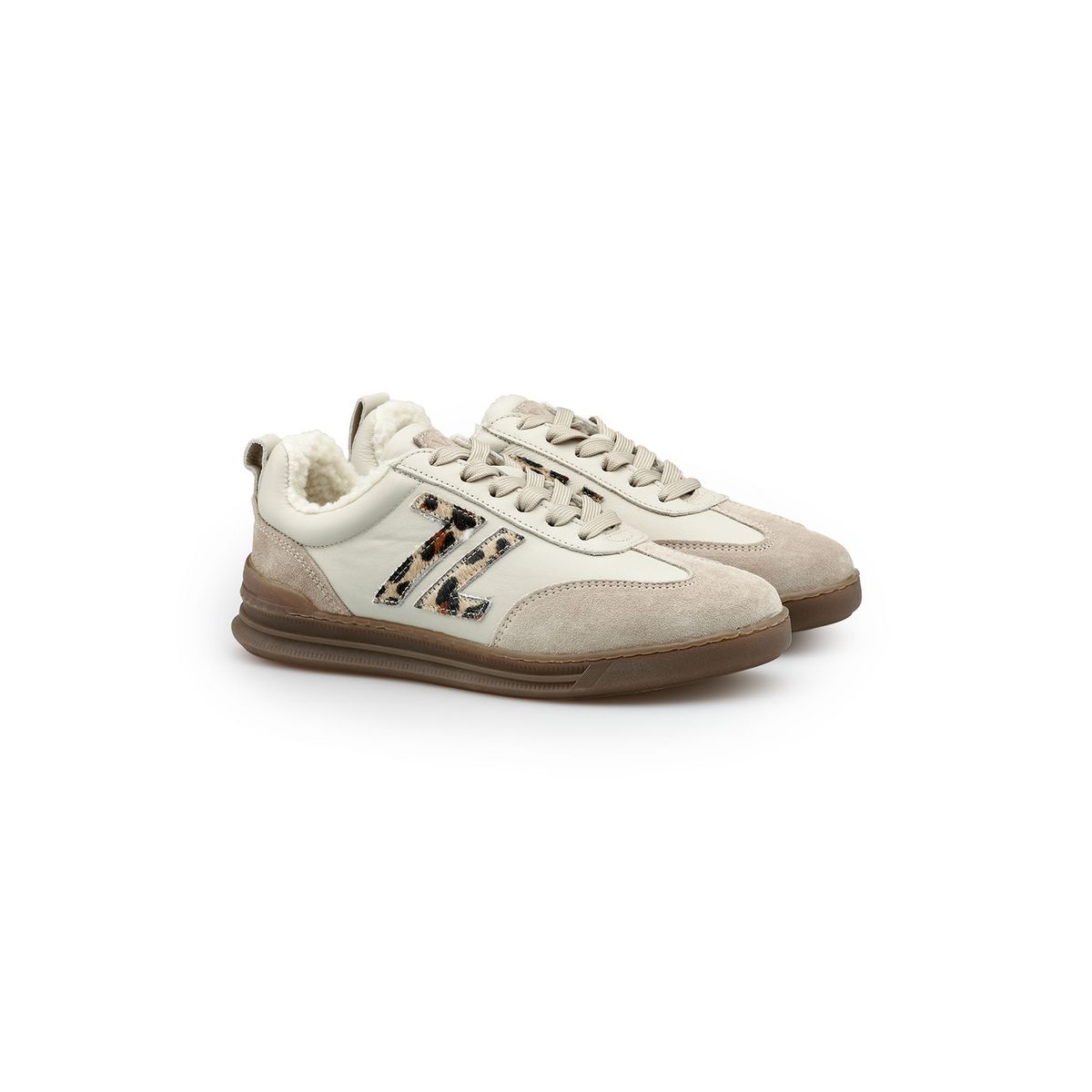 Wollgefütterte Leder Low-Top Sneaker