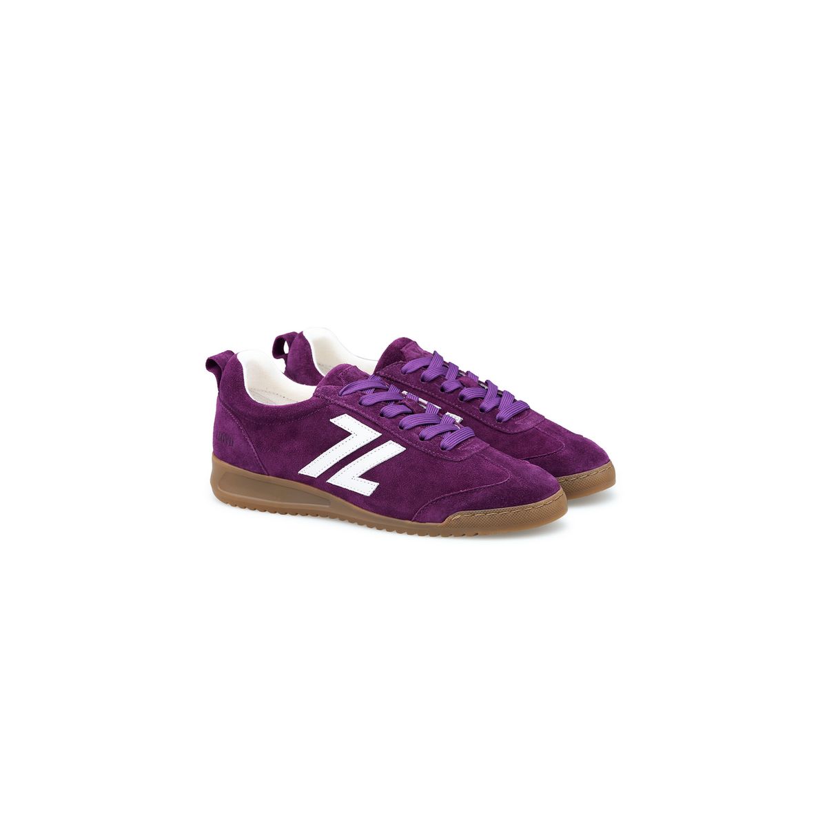 Flache Wildleder-Sneaker mit Kontraststreifen