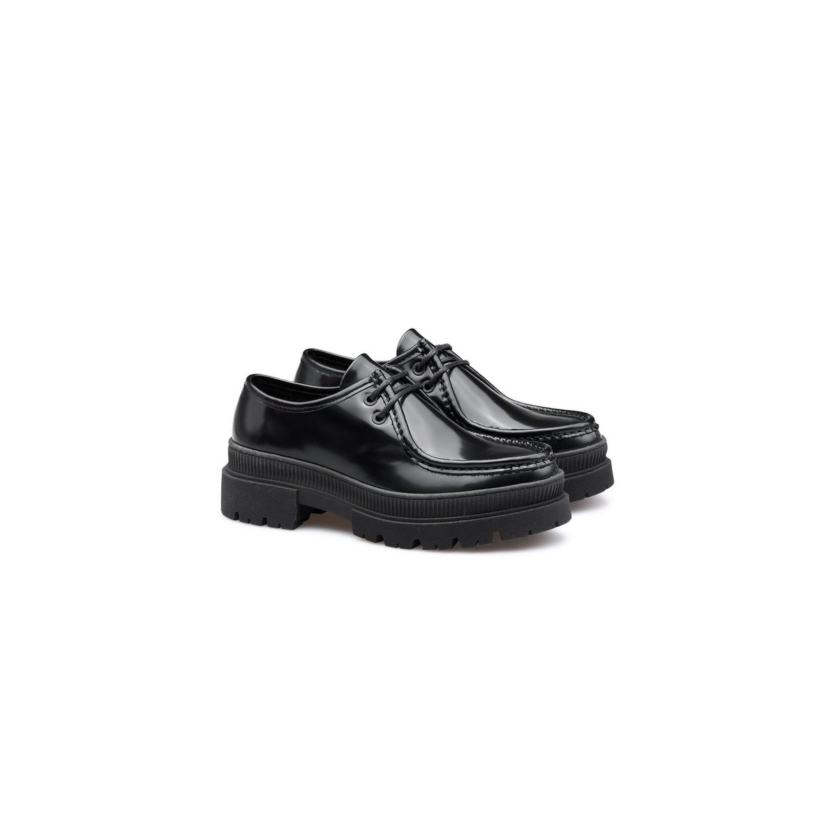 Chunky Schnürschuhe aus glänzendem Leder