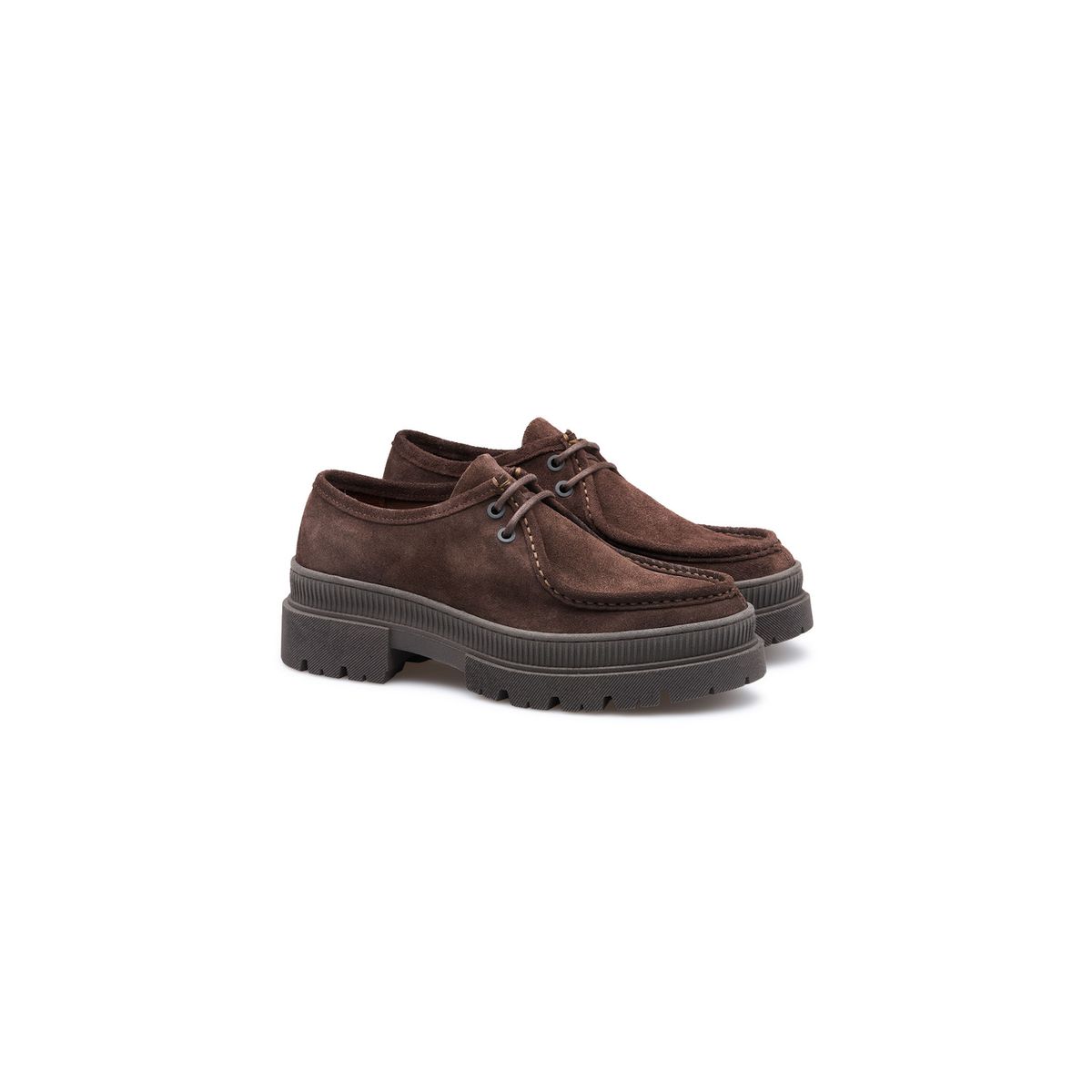 Plateau-Schnürschuhe aus Rauleder
