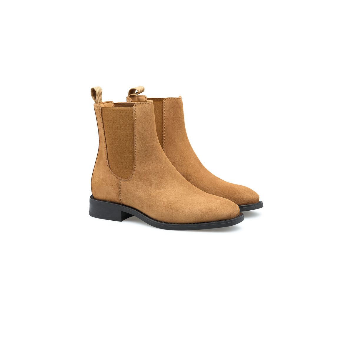 Chelsea-Boots aus Rauleder mit Karree-Spitze