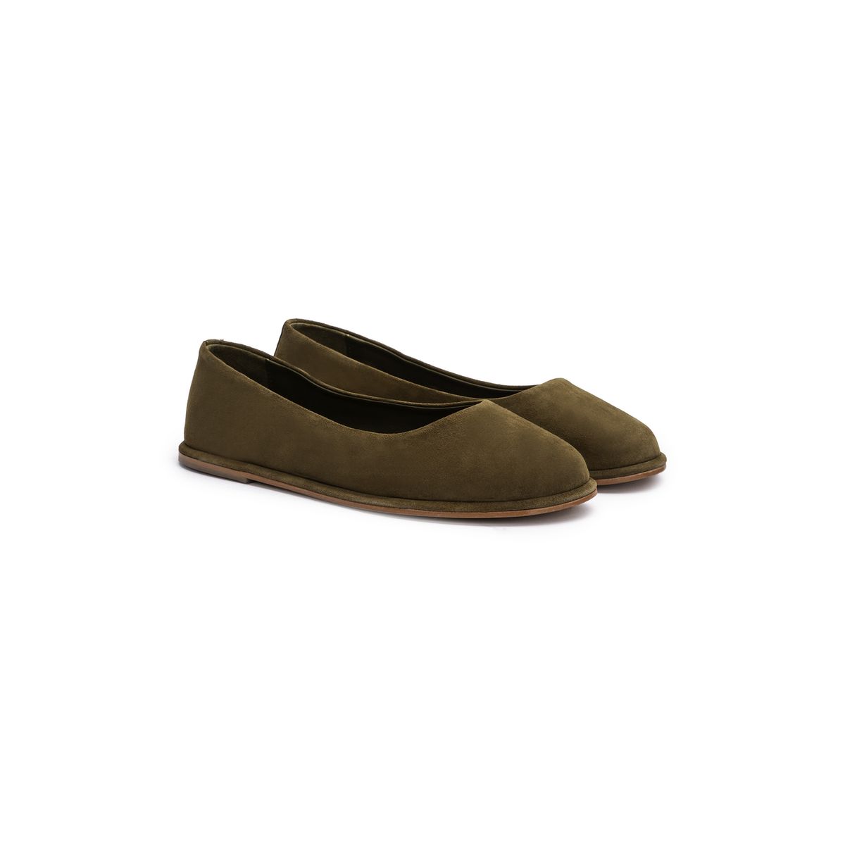Wildleder-Ballerinas mit Karree-Spitze