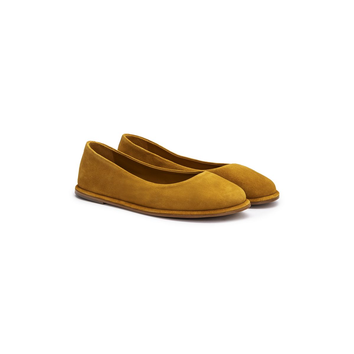 Minimalistische Suede-Ballerinas mit Karree-Spitze