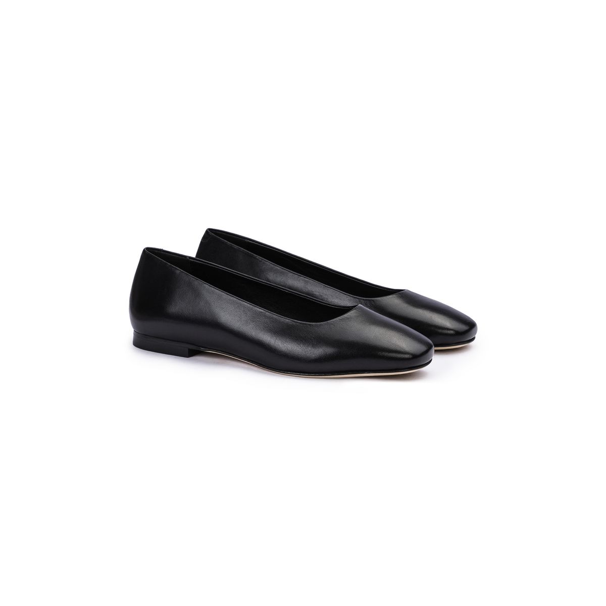 Leder-Ballerinas mit Karree-Spitze