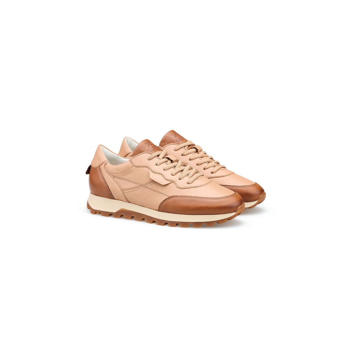 Zweifarbige Low-Top Leder-Sneaker