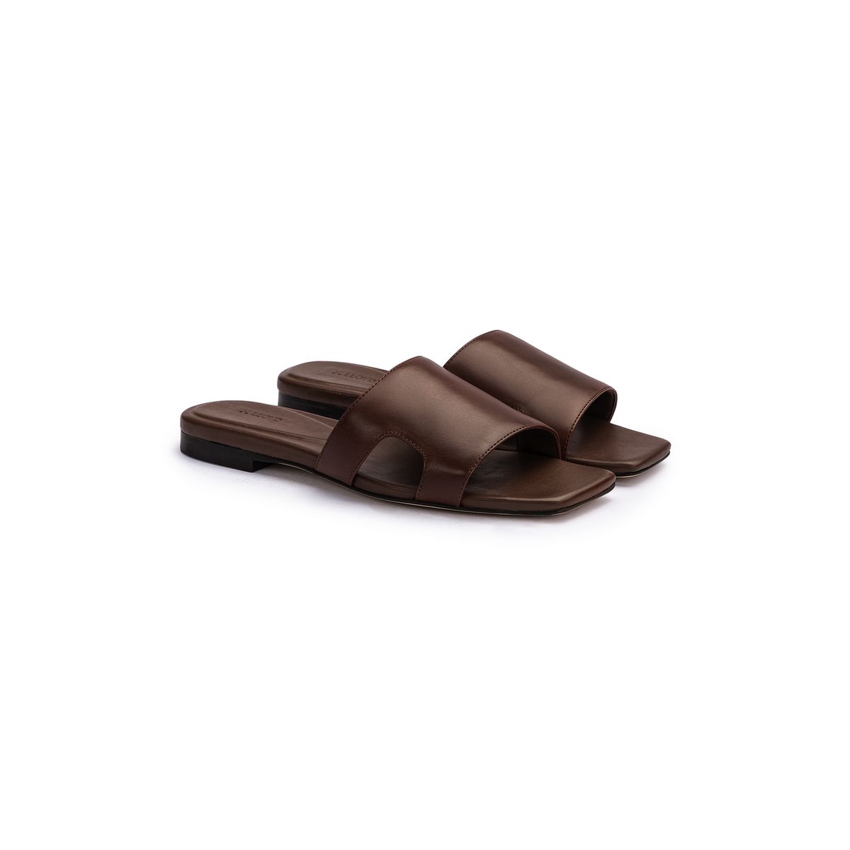Minimalistische Leder-Sandalen mit eckiger Zehenpartie