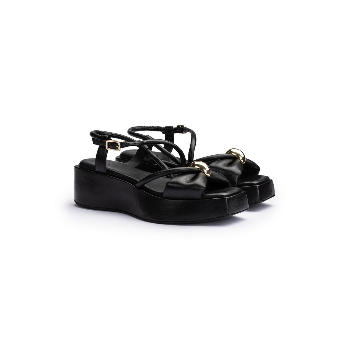 Plateau-Sandalen mit Knotendetail aus Leder