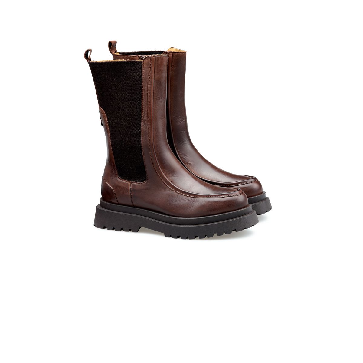 Robuste Glattlederstiefel mit Profilsohle