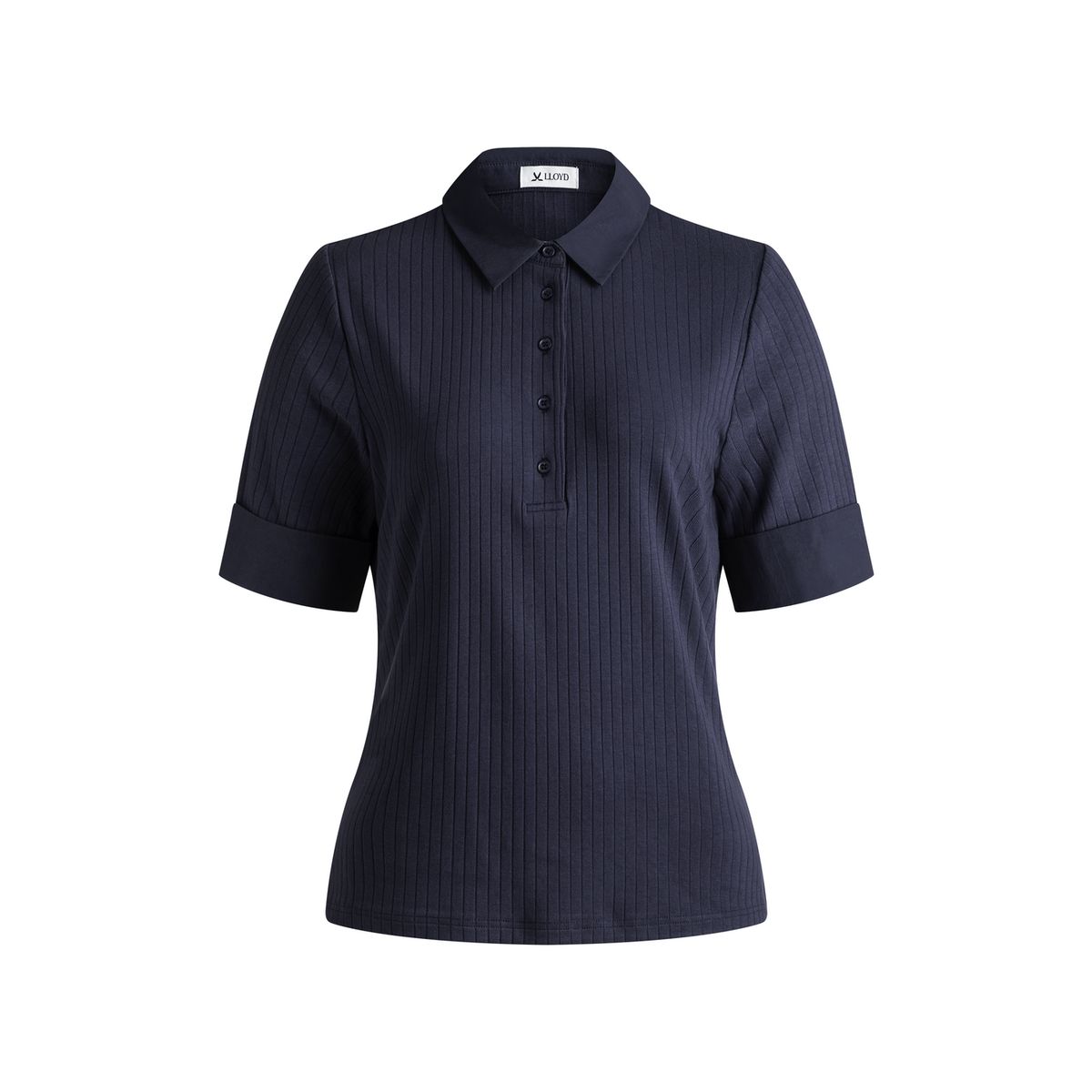 Geripptes Kurzarm-Poloshirt