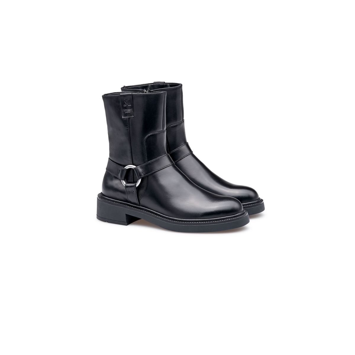 Glattleder-Boots mit Riemen-Detail