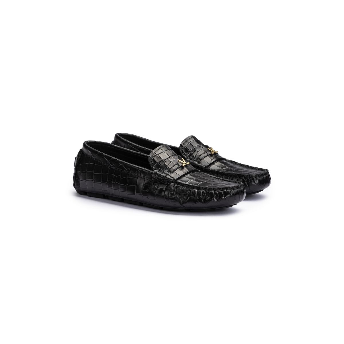Leder Driving Loafer in Kroko-Optik