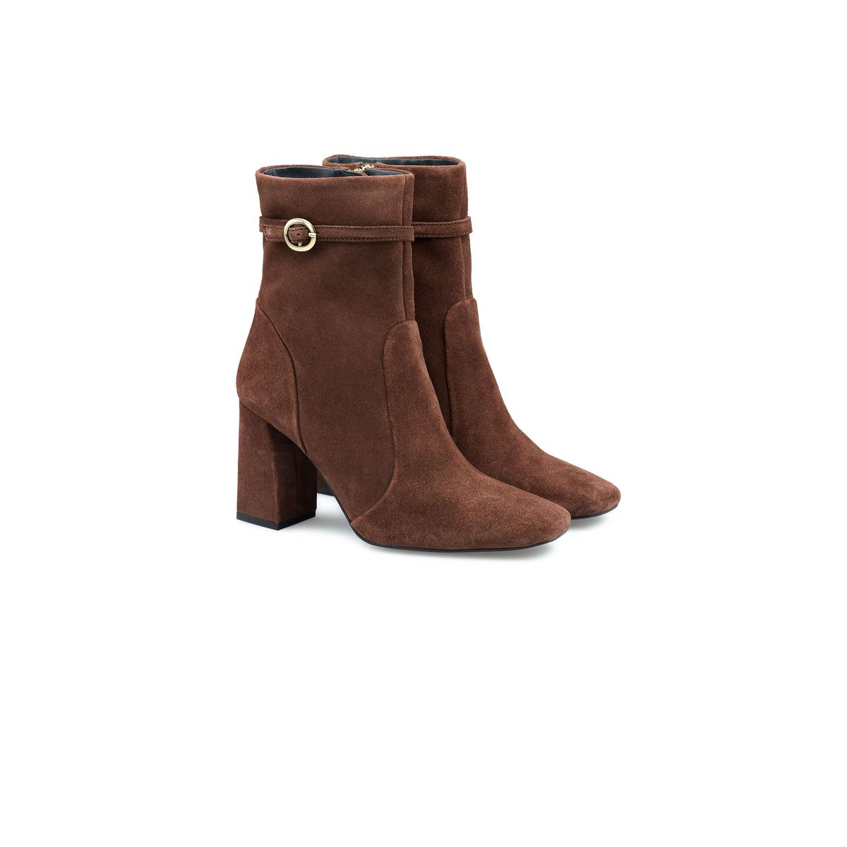 Rauleder-Stiefeletten mit Schnallendetail