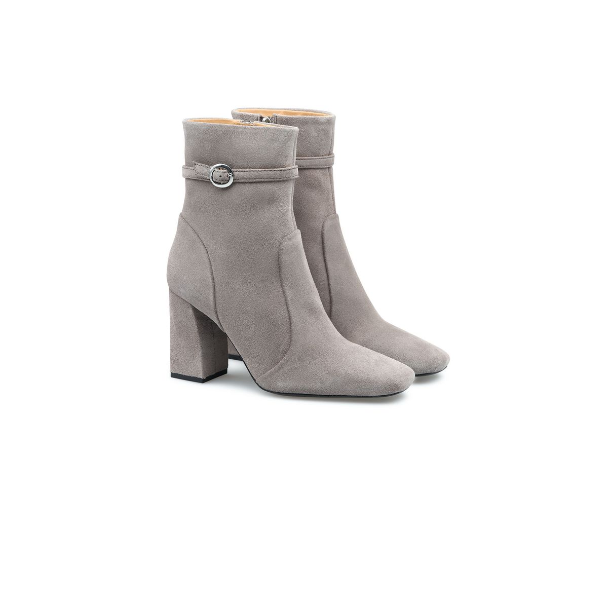 Stiefeletten mit Karree-Spitze aus Rauleder