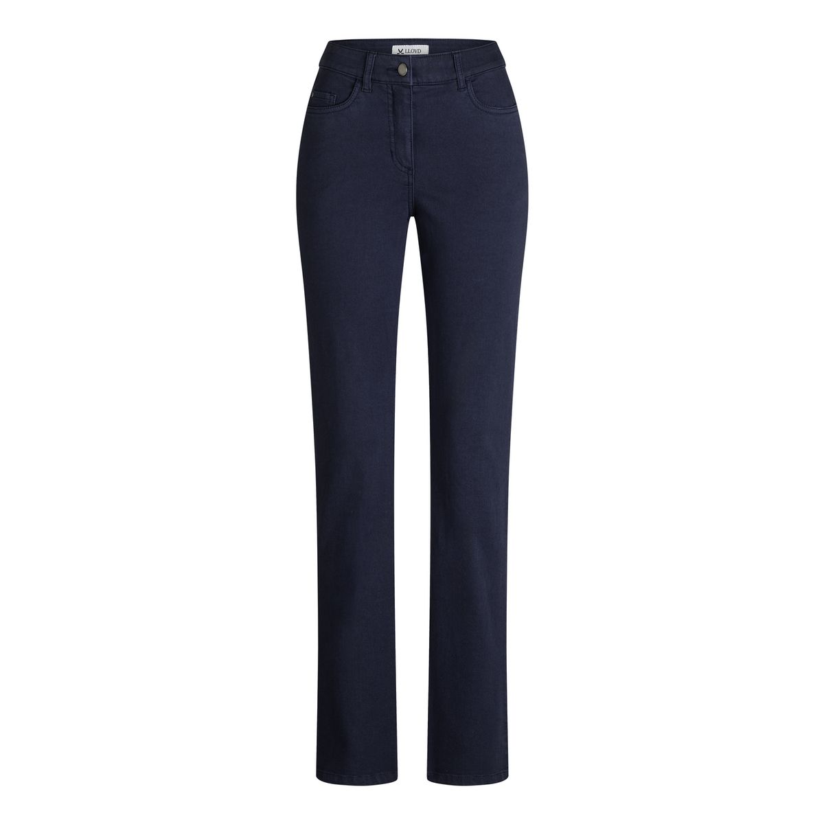 Elegante schmal geschnittene dunkelblaue Stoffhose