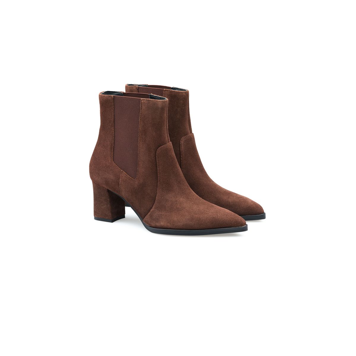 Spitze Stiefeletten aus Rauleder