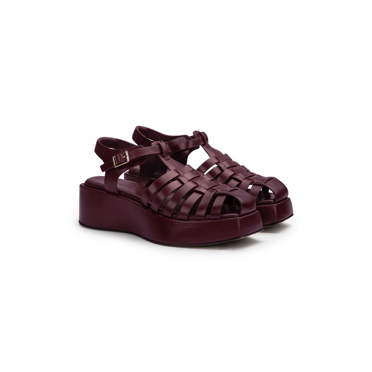 Plateau-Sandalen aus Glattleder