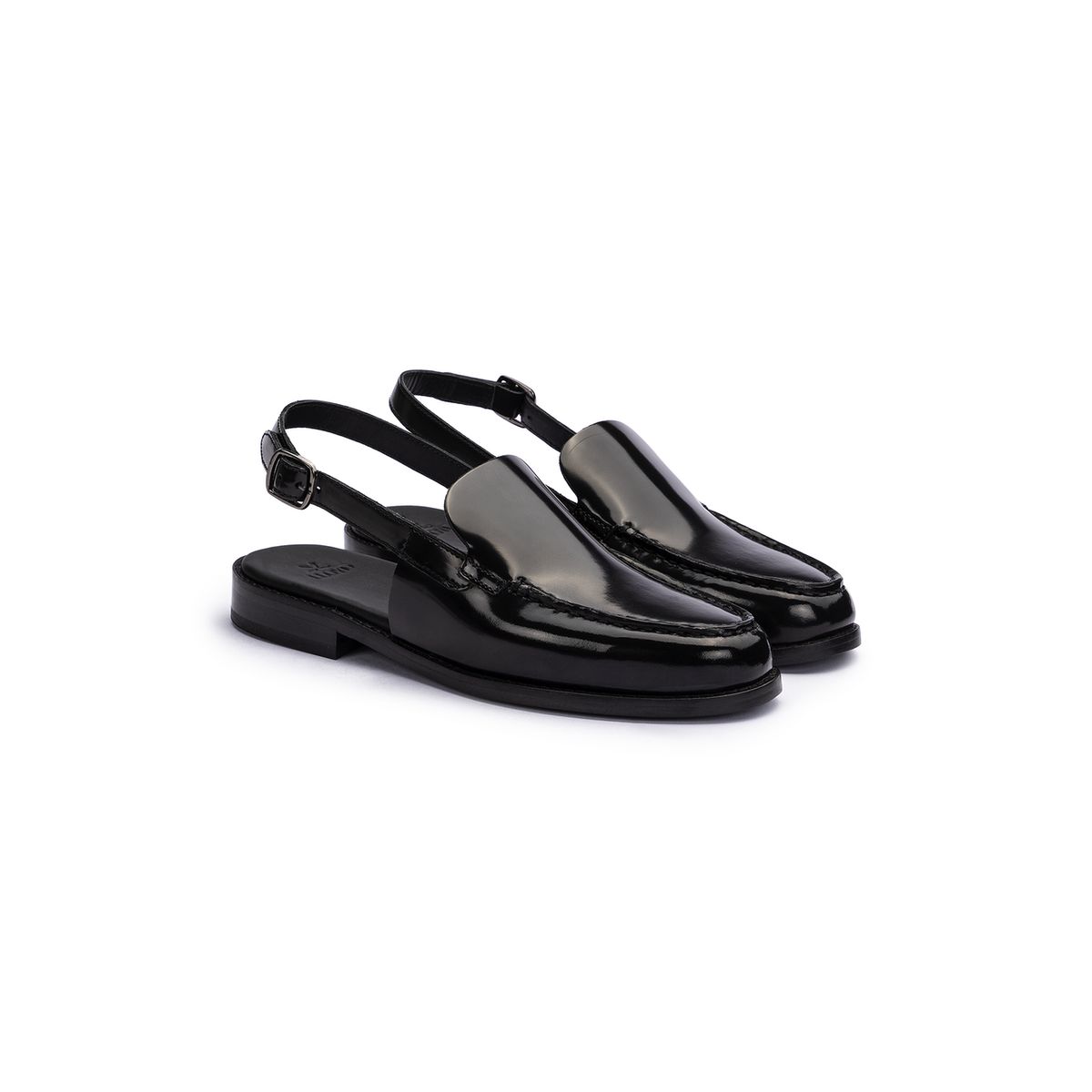 Slingback-Loafer aus glänzendem Leder