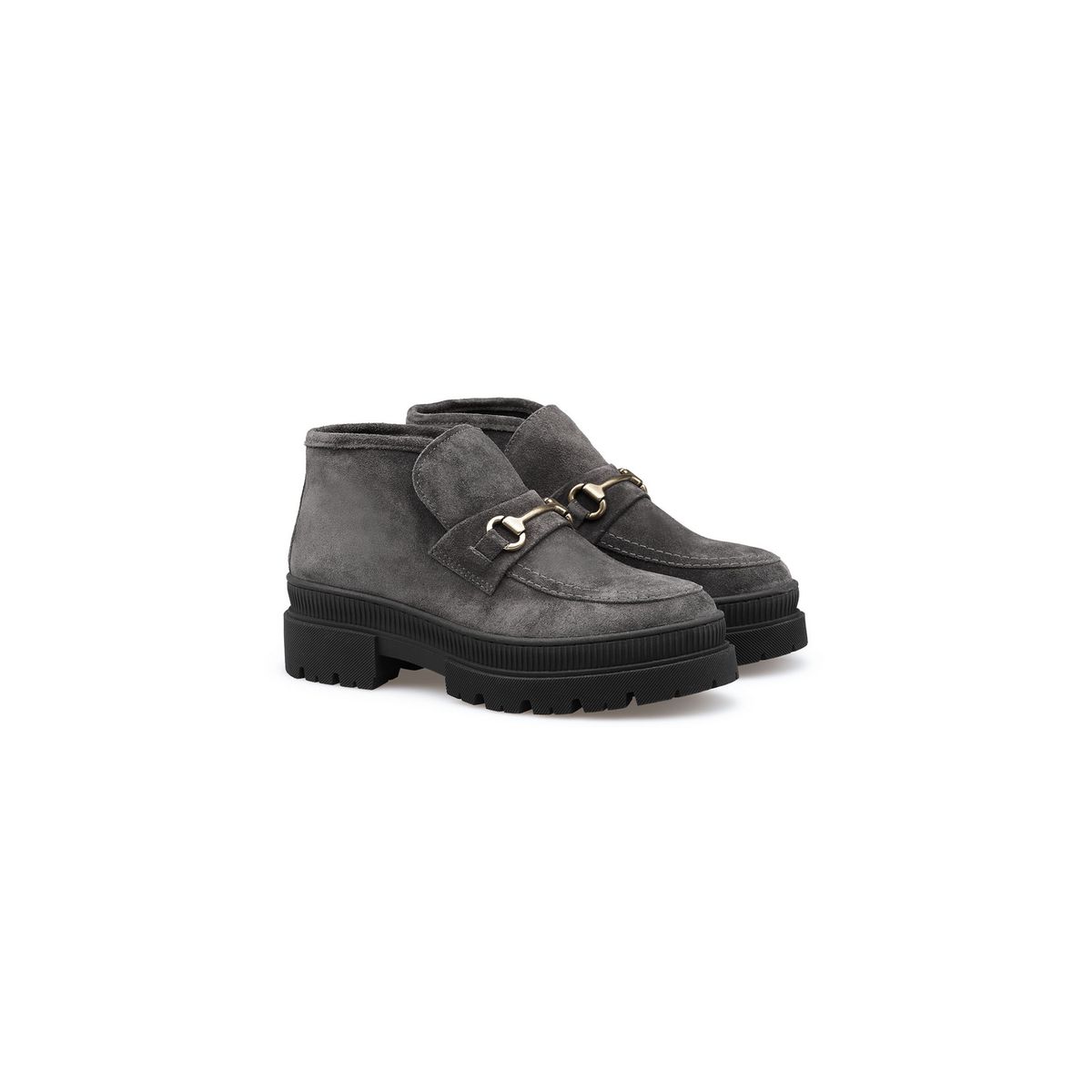 Rauleder Slipper-Stiefeletten mit Trensenspange