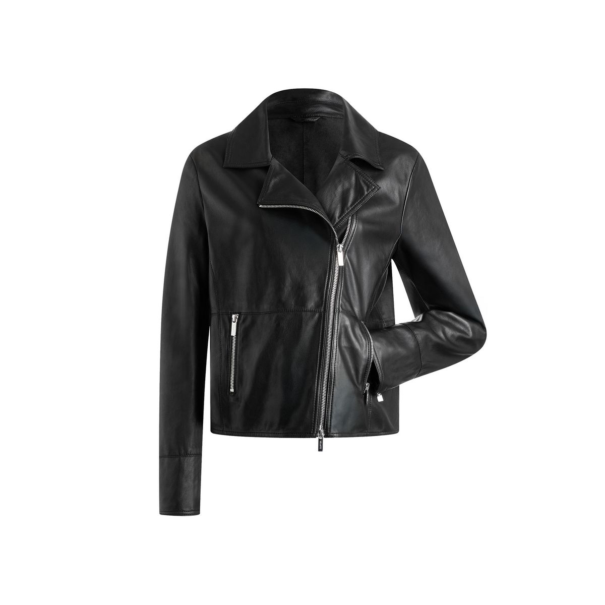 Asymmetrische Lammnappa-Lederjacke