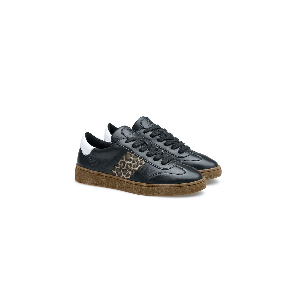 Elegante Leder-Sneaker mit Leopardenmuster