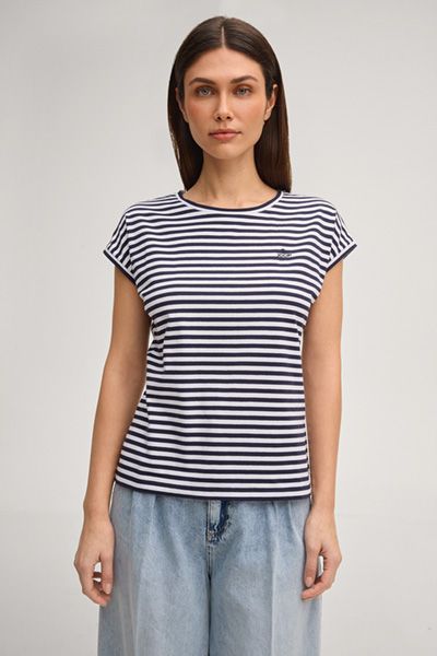 Gestreiftes Shirt mit angeschnittenen Ärmeln