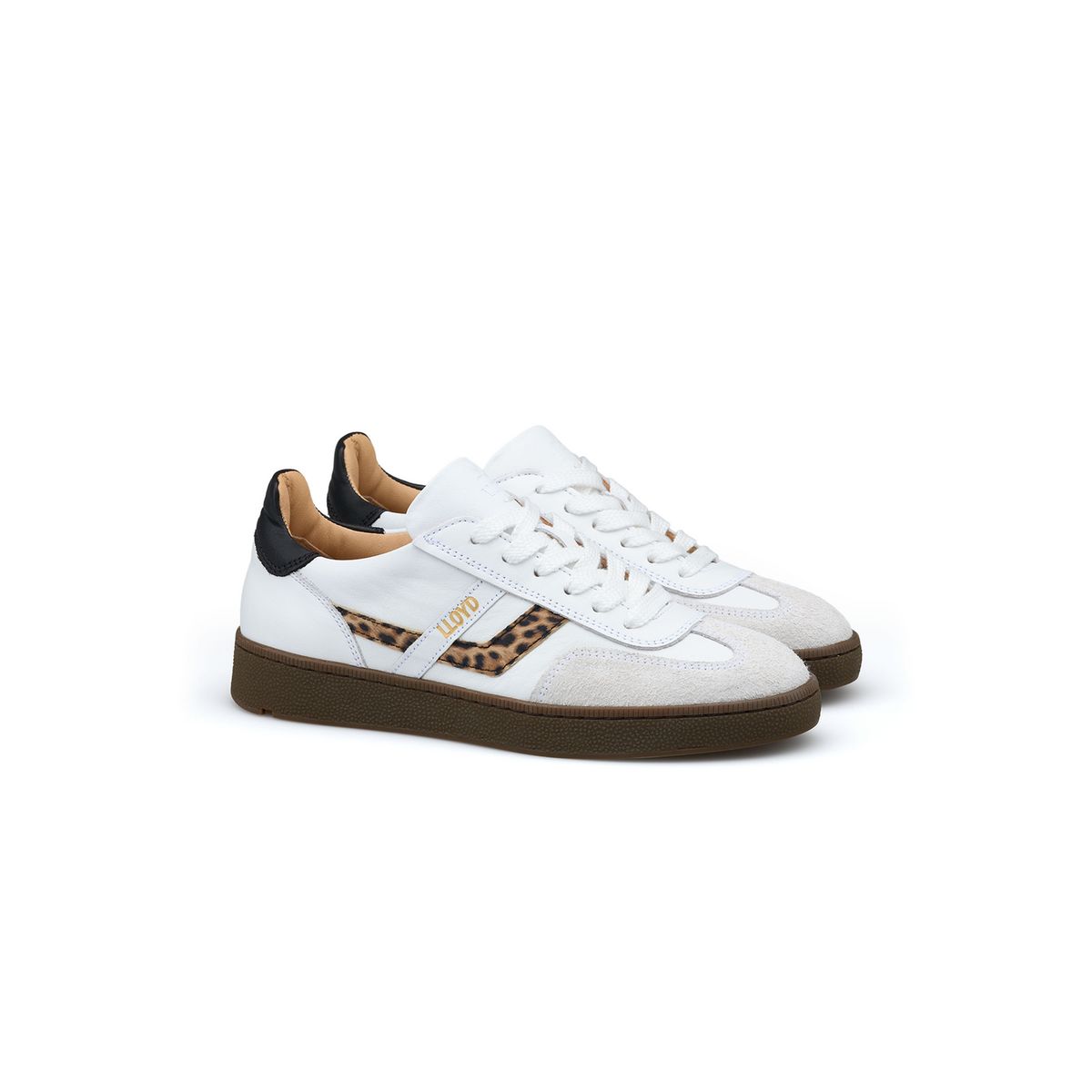 Leder-Sneaker mit Leoparden-Akzent