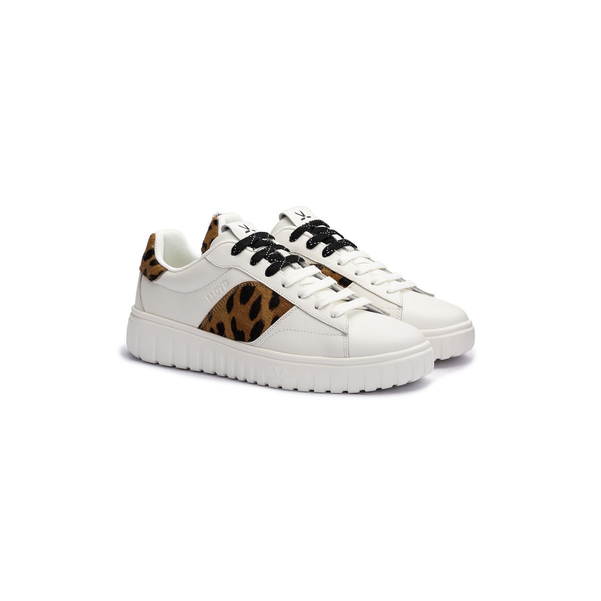 Low-Top Leder-Sneaker mit Leoparden-Akzenten