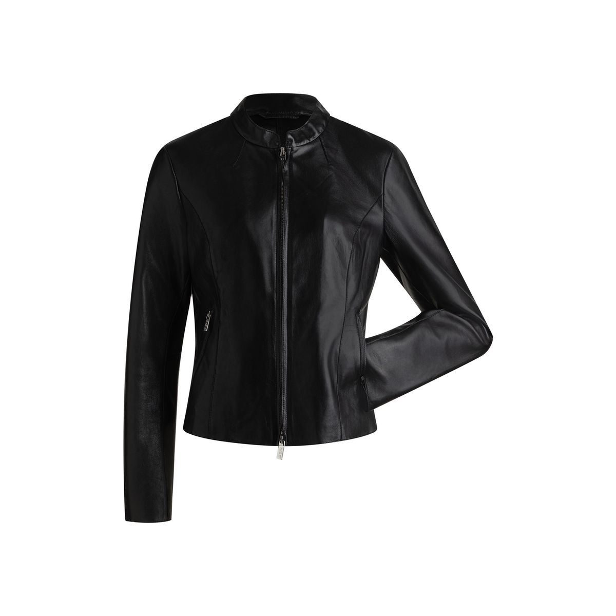 Schlichte Lederjacke mit Stehkragen