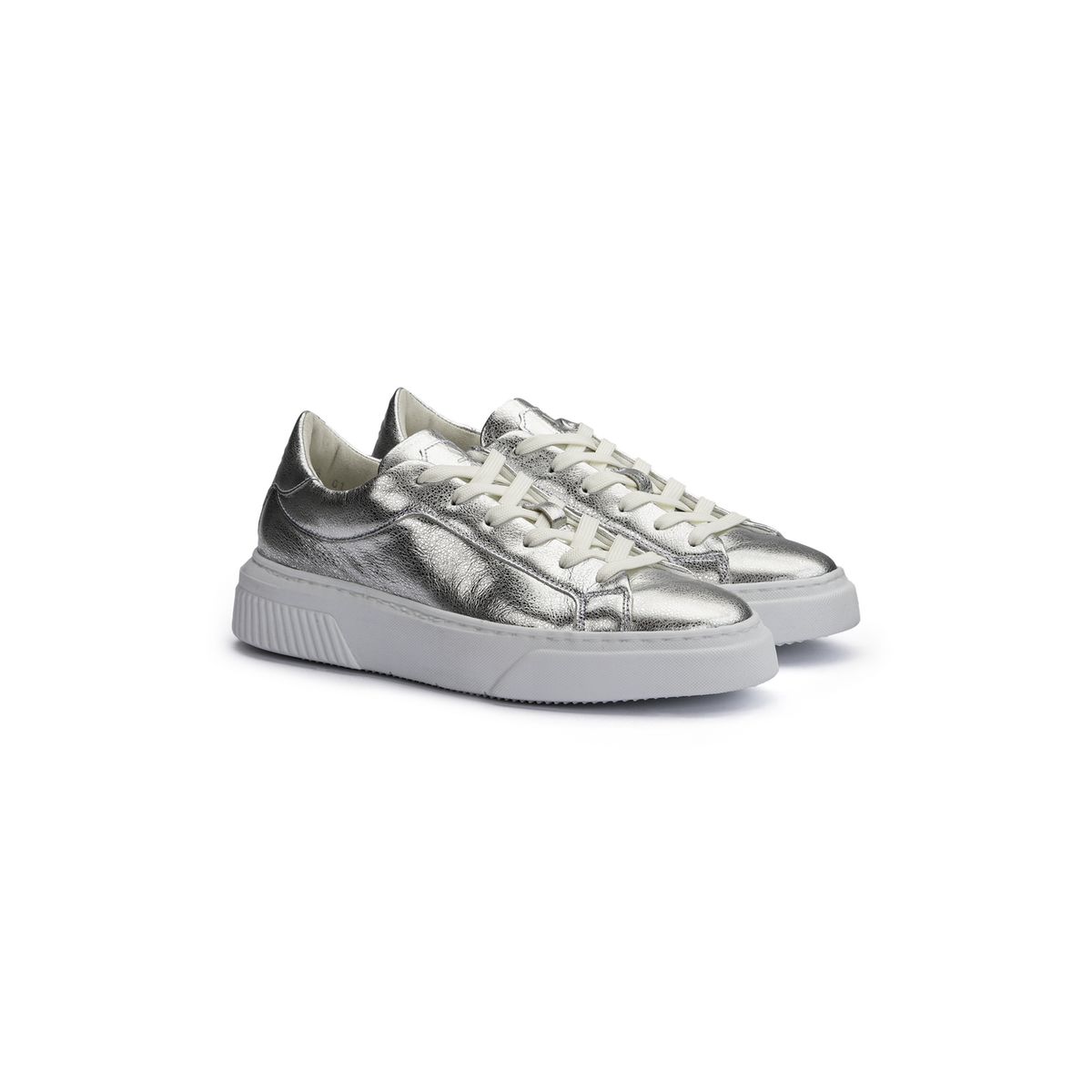 Metallische Low-Top Plateau-Sneaker