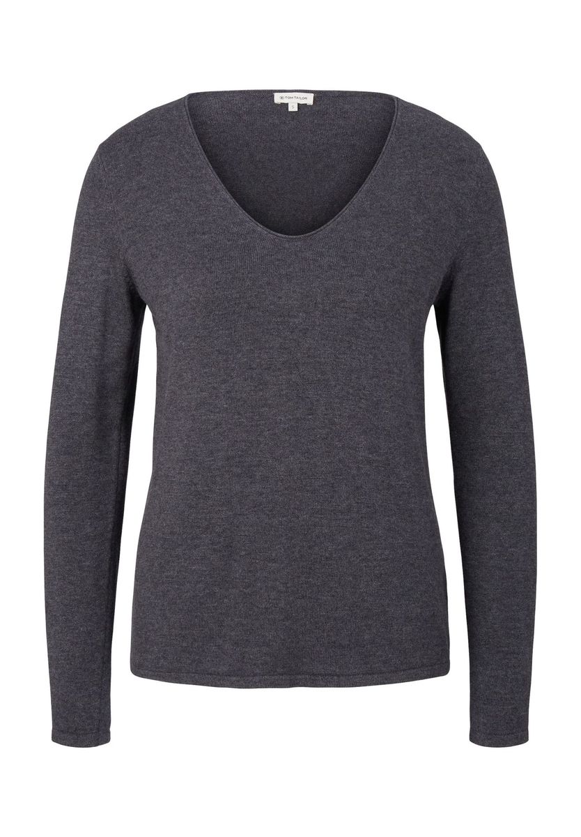 Feinstrickpullover mit tiefem V-Ausschnitt