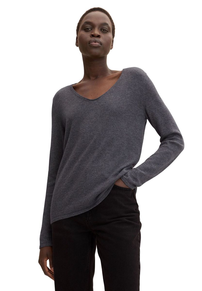 Feinstrickpullover mit tiefem V-Ausschnitt