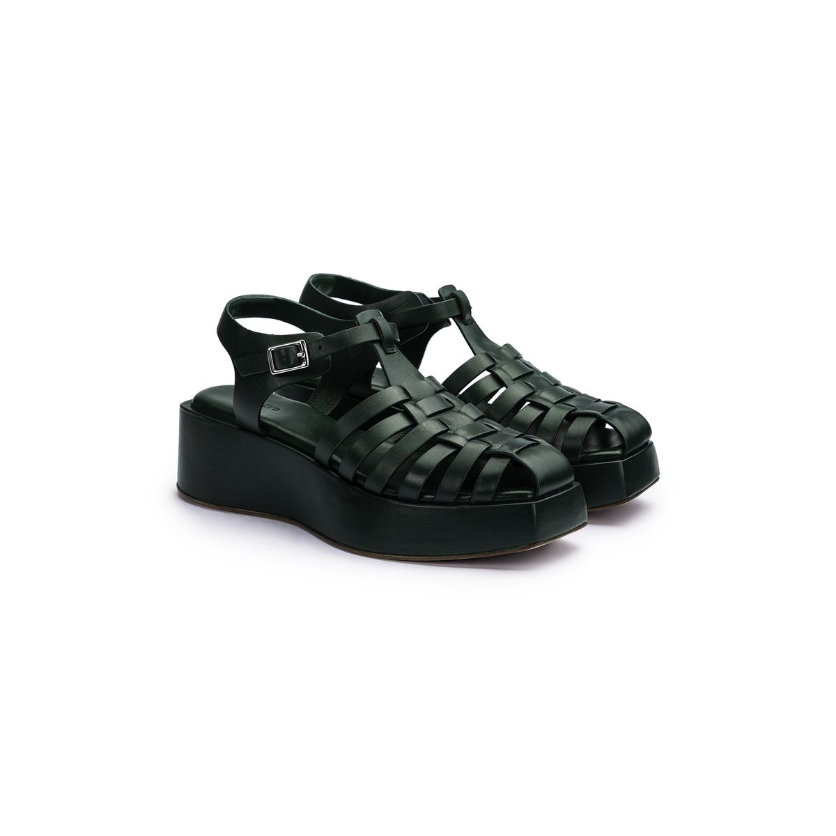 Geflochtene Plateau-Leder-Sandalen