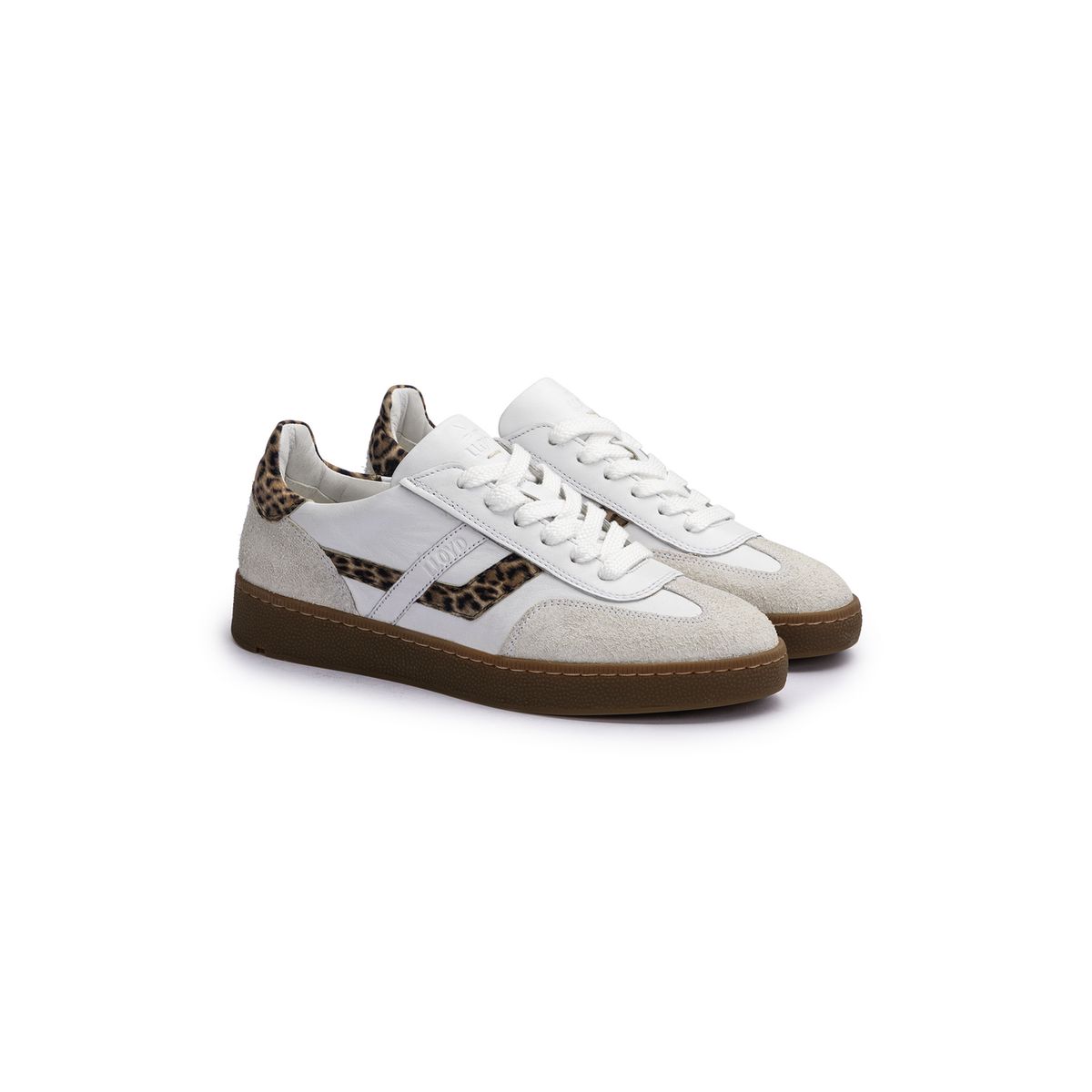 Leder-Sneaker mit Leoparden-Besatz