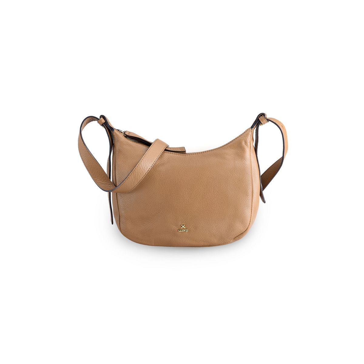 Minimalistische Halbmondtasche aus Narbenleder