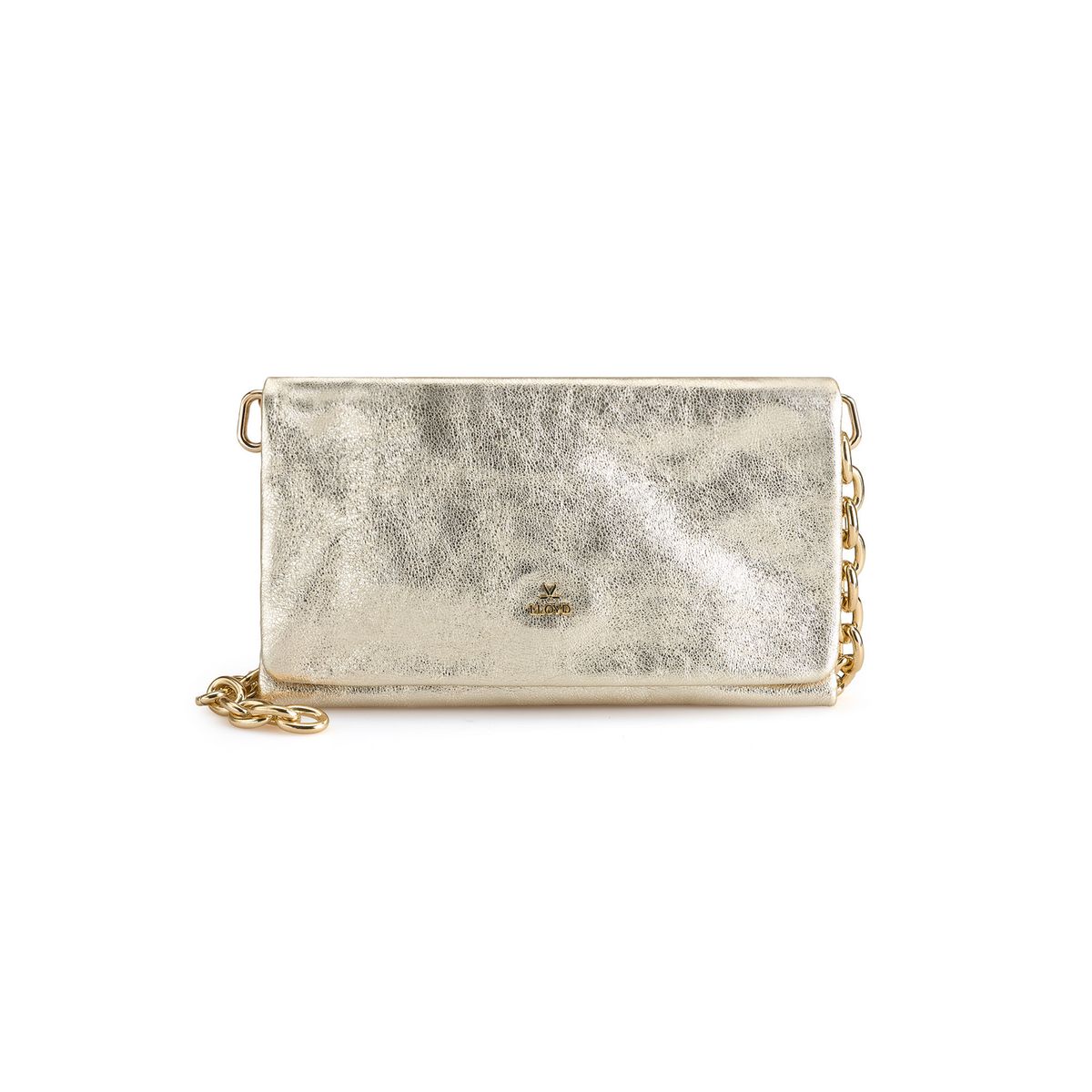 Metallic-Lederclutch mit Kettenriemen