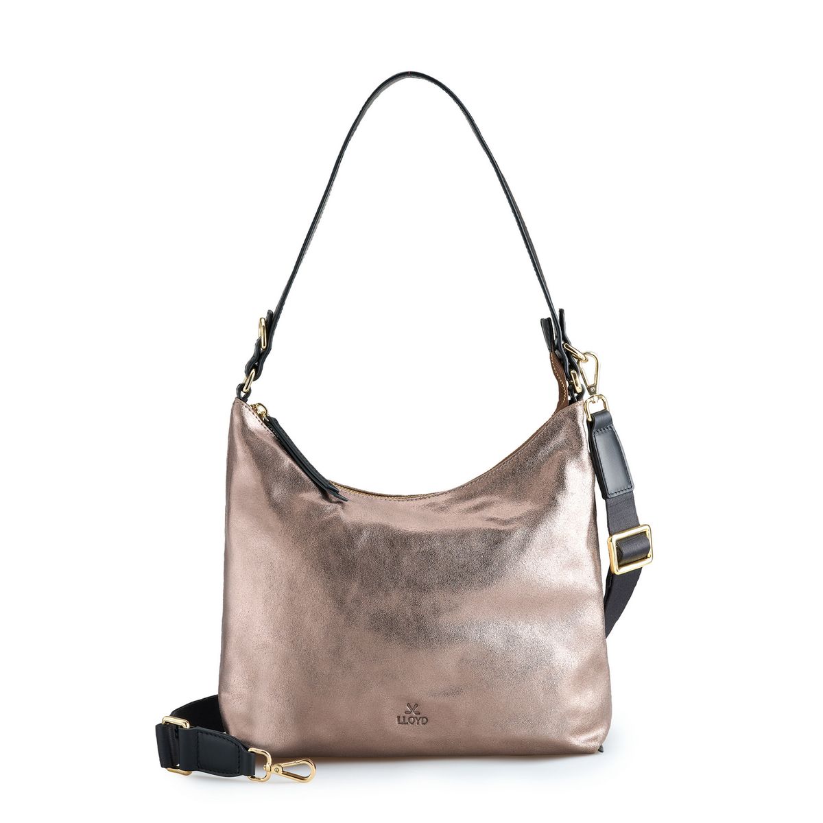 Hobo-Handtasche aus Metallic-Leder