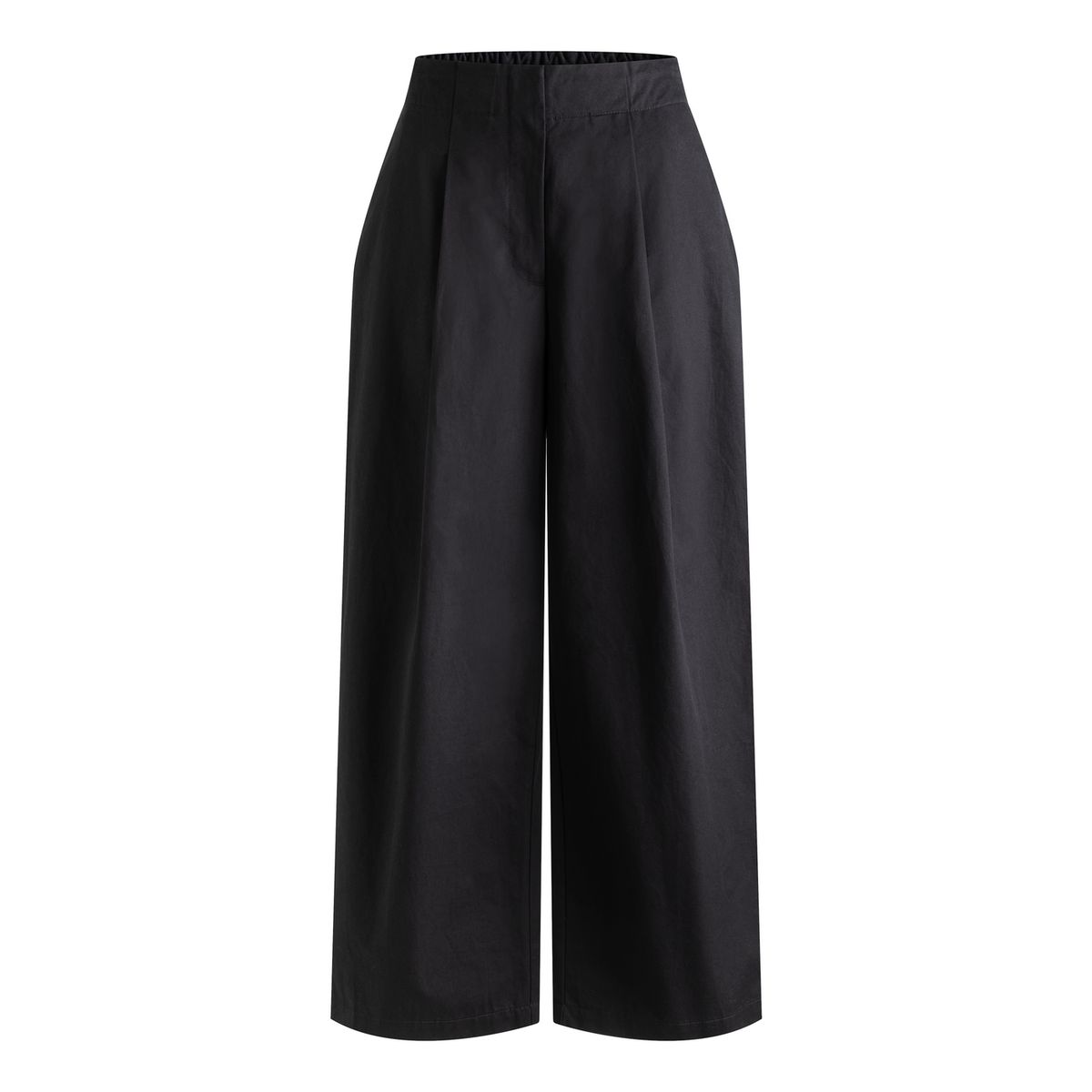Hochtaillierte Stoffhose mit weitem Bein