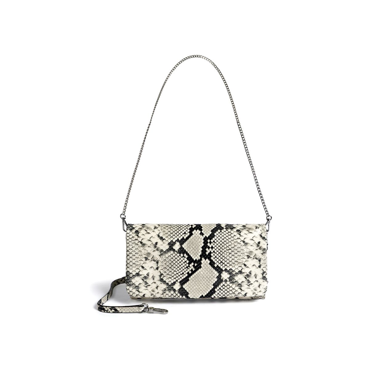 Leder-Clutch mit Schlangenmuster
