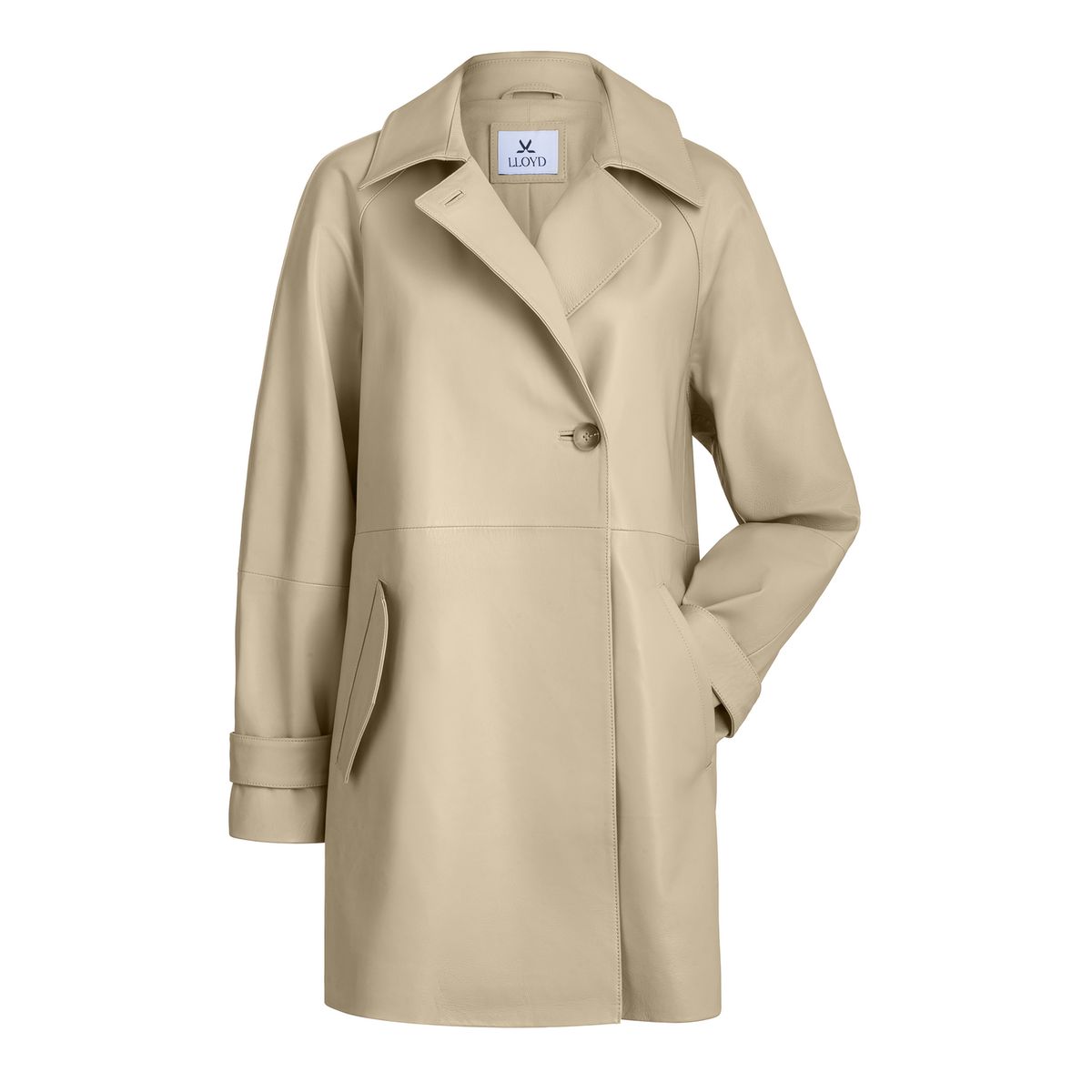 Eleganter Midi-Mantel aus Glattleder