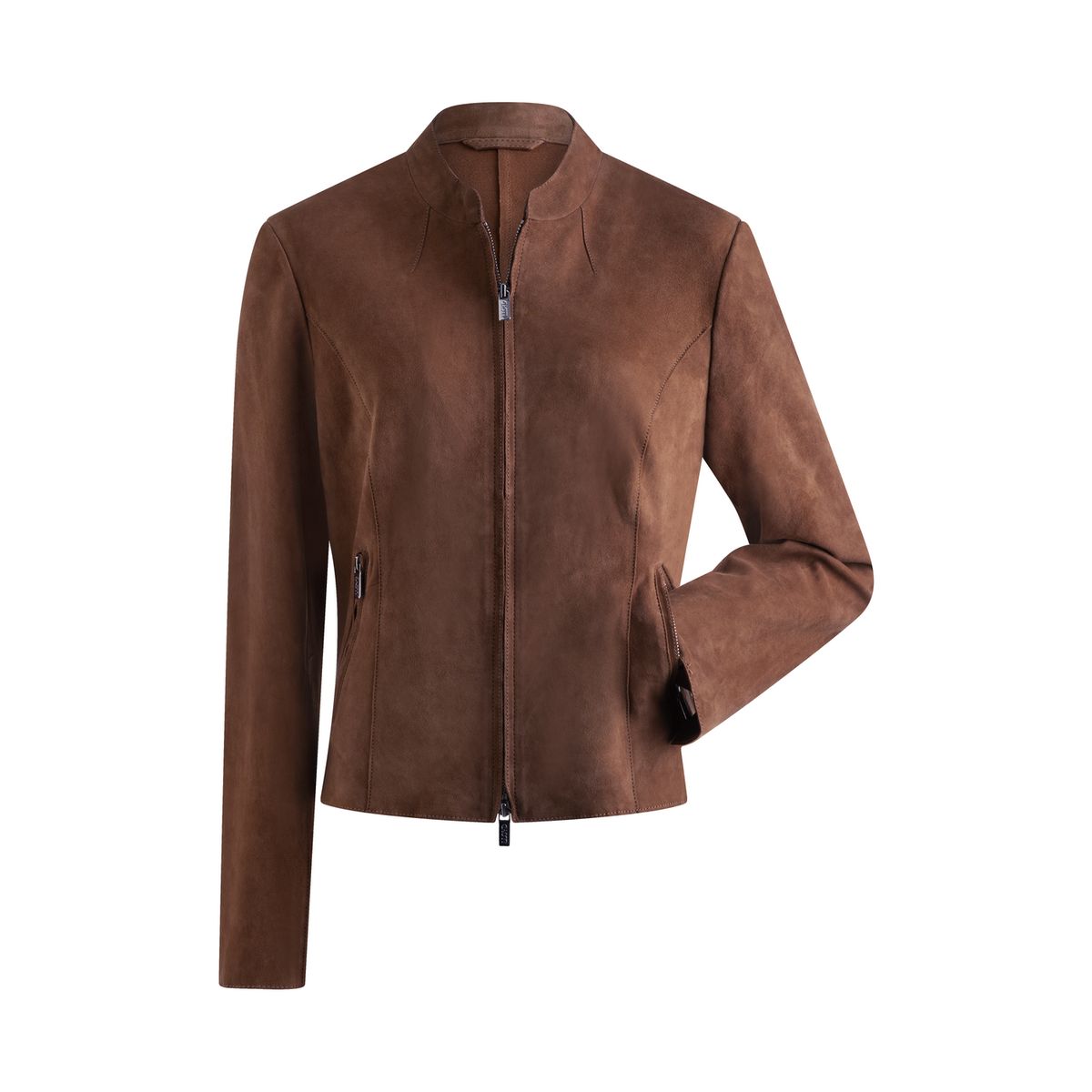 Wildlederjacke mit Stehkragen und Reißverschluss