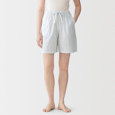 Gestreifte Shorts aus Bio-Baumwollgaze