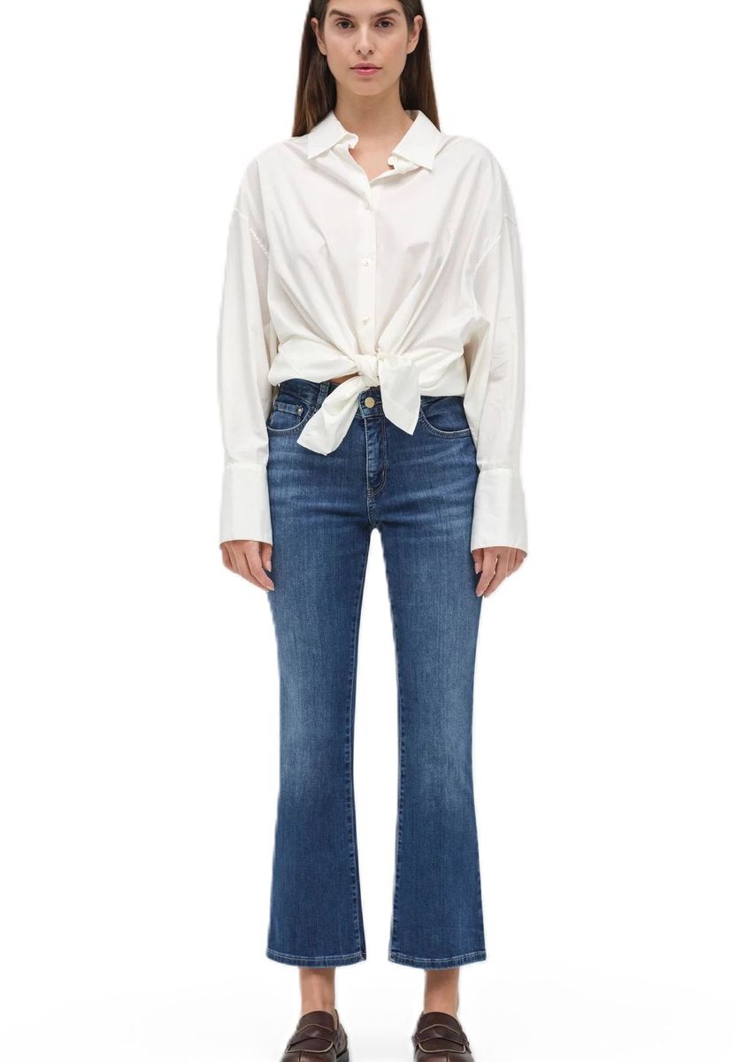 High-Waist Bootcut Jeans im Used-Look