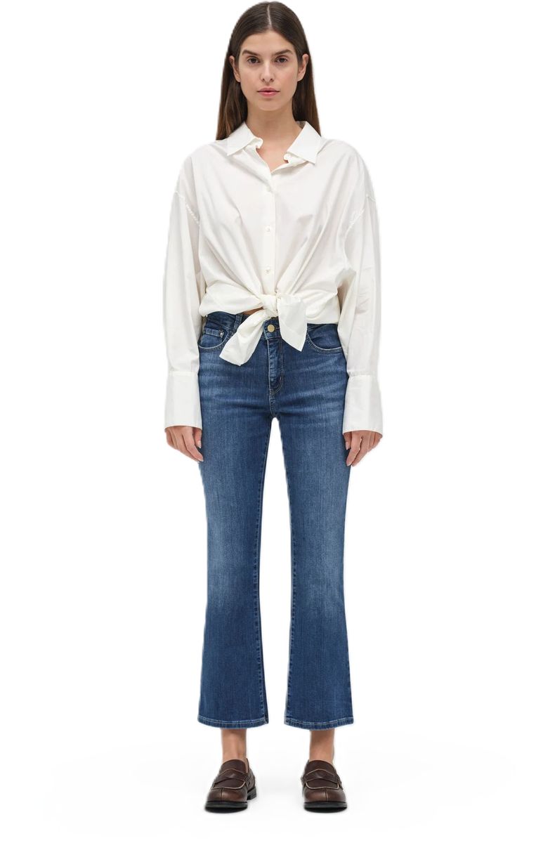 High-Waist Bootcut Jeans im Used-Look